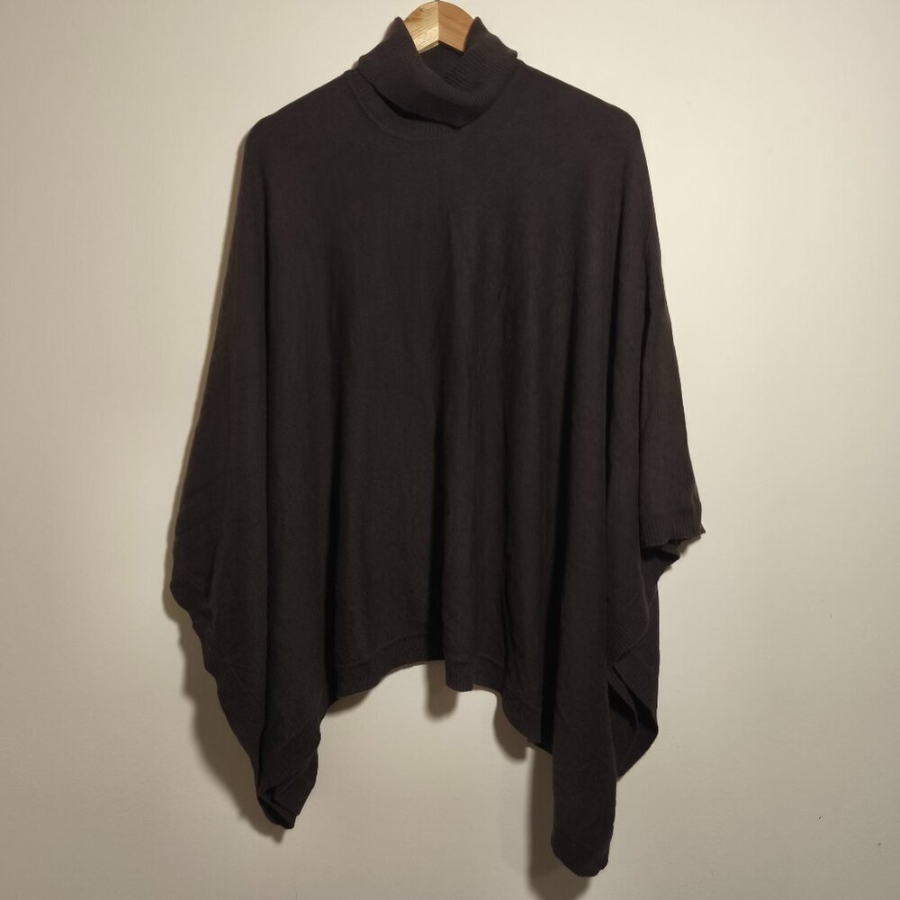 Ann Taylor Cashmere Rabbit Wool Blend Turtleneck Poncho OS Chocolate Brown
